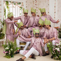 Elegant Pink Art Banarasi Silk Kurta Pyjama Set for Men with Designer Nehru Jacket