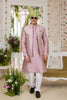 Elegant Pink Art Banarasi Silk Kurta Pyjama Set for Men with Designer Nehru Jacket