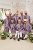 Superb Lavender Art Banarasi Silk Kurta Pyjama Set for Men with Designer Nehru Jacket