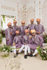 Superb Lavender Art Banarasi Silk Kurta Pyjama Set for Men with Designer Nehru Jacket