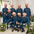 Designer Teal Blue Art Banarasi Silk Kurta Pyjama Set for Men with Designer Nehru Jacket