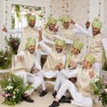 Charming Off White Art Banarasi Silk Kurta Pyjama Set for Men with Designer Nehru Jacket