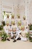 Charming Off White Art Banarasi Silk Kurta Pyjama Set for Men with Designer Nehru Jacket