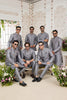 Amazing Grey Art Banarasi Silk Kurta Pyjama Set for Men with Designer Nehru Jacket