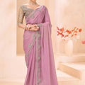 Pastel Pink Designer Saree with Silver Embroidered Blouse