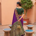 Royal Purple Silk Saree with Green Red Contrast Border