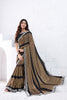 Brown Black Georgette Saree Silver Floral Embroidered Border Designer Blouse