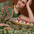 Green Bandhani Print Saree with Designer Pallu Wear Saree