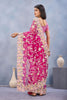 Designer Hot Pink Floral Embroidered Net Saree with Heavy Border