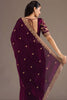 Wine Purple Silk Saree Heavy Zari Embroidery Border Designer Blouse