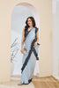 Sky Blue Organza Ready To Wear Saree Designer Black Ruffle Border