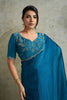 Teal Blue Chiffon Saree with Designer Embroidered Blouse