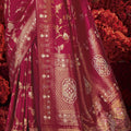 Rani Pink Banarasi Silk Saree Heavy Gold Zari Weaving Embroidered Blouse