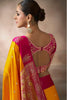 Mustard Yellow Silk Saree with Rani Pink Contrast Border