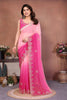 Pink Ombre Georgette Saree with Embroidered Border Work