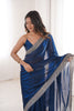 Navy Blue Organza Saree with Designer Embroidered Border