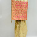 Pastel Green Banarasi Silk Saree with Peach-Pink Embroidered Pallu