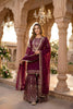Elegant Maroon Embroidered Georgette Sharara Suit with Dupatta for Wedding