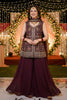 Latest Wine Embroidered Georgette Sharara Suit with Dupatta for Wedding
