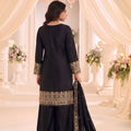 Luxury Black Chinon Embroidery Work Palazzo Suit Dupatta for Women