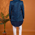 Royal Navy Blue Indo Western Sherwani With Designer Jacquard Jacket