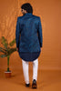 Royal Navy Blue Indo Western Sherwani With Designer Jacquard Jacket