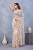 Elegant Grey Floral Embroidered Net Saree with Designer Border