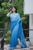 Sky Blue Georgette Saree with Embroidered Border Designer Blouse
