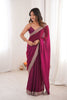 Luxury Magenta Pink Organza Saree Designer Embroidered Border 