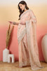Peach Embroidered Net Saree with Designer Border Party Wear Saree