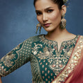 Peach Copper Embroidered Saree with Designer Blouse