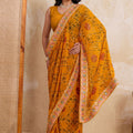 Mustard Yellow Printed Saree Traditional Motif Design Decorative Border