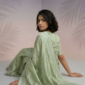 Pastel Green Silk Saree with Embroidered Border Designer Blouse