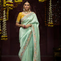 Sea Green Banarasi Silk Saree with Zari Border Embroidered Pallu 