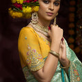 Sea Green Banarasi Silk Saree with Zari Border Embroidered Pallu