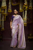 Lavender Banarasi Silk Saree with Floral Embroidered Border Designer Pallu 