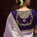 Lavender Banarasi Silk Saree with Floral Embroidered Border Designer Pallu