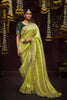 Pista Green Banarasi Silk Saree Floral Embroidered Border Rich Designer Pallu 