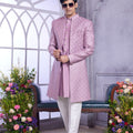 Lovely Pink Embroidered Art Silk Indo-Western Set for Wedding
