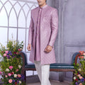 Lovely Pink Embroidered Art Silk Indo-Western Set for Wedding