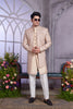 Superb Beige Embroidered Art Silk Indo-Western Set for Wedding