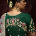Silver Silk Saree Floral Embroidered Border Designer Green Blouse