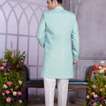 Fantastic Sea Green Embroidered Art Silk Indo-Western Kurta Set for Wedding