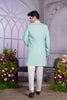 Fantastic Sea Green Embroidered Art Silk Indo-Western Kurta Set for Wedding