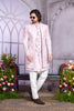 Handsome Pink Embroidered Art Silk Indo-Western Kurta Set for Wedding