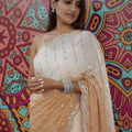 Ivory Peach Ombre Sequin Georgette Saree Designer Border