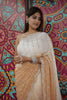 Ivory Peach Ombre Sequin Georgette Saree Designer Border