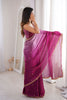 Magenta Organza Saree Golden Butti Work Embroidered Border