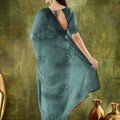 Teal Green Embroidered Designer Saree with Matching Blouse
