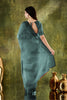 Teal Green Embroidered Designer Saree with Matching Blouse